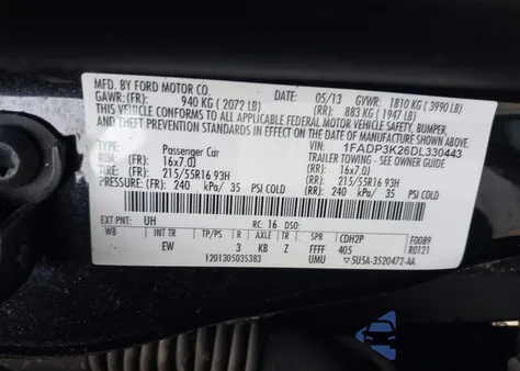 2013 Ford Focus Se from USA, damaged, VIN 1FADP3K26DL330443